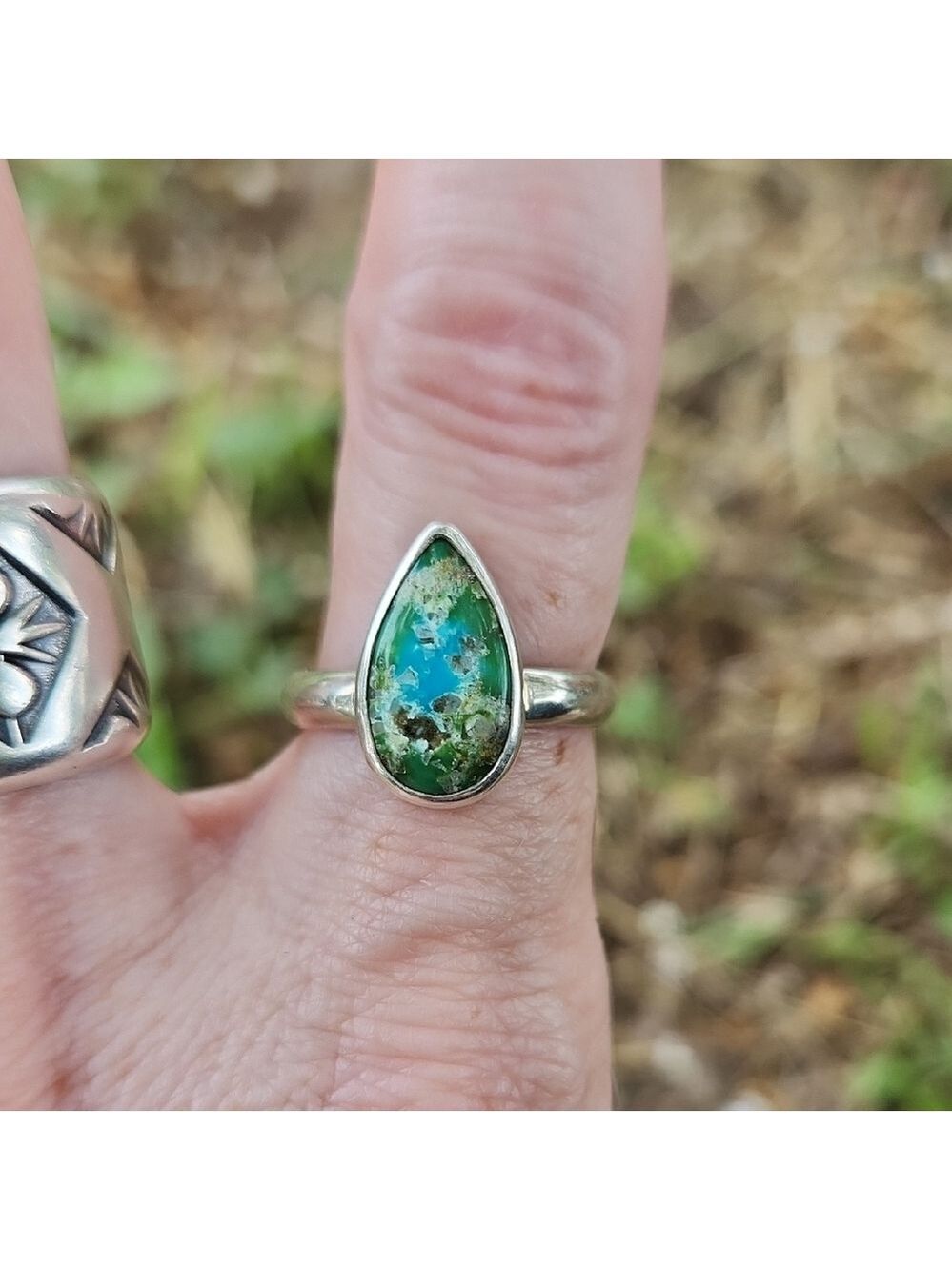 Sonoran Gold Turquiose Tear Drop Ring